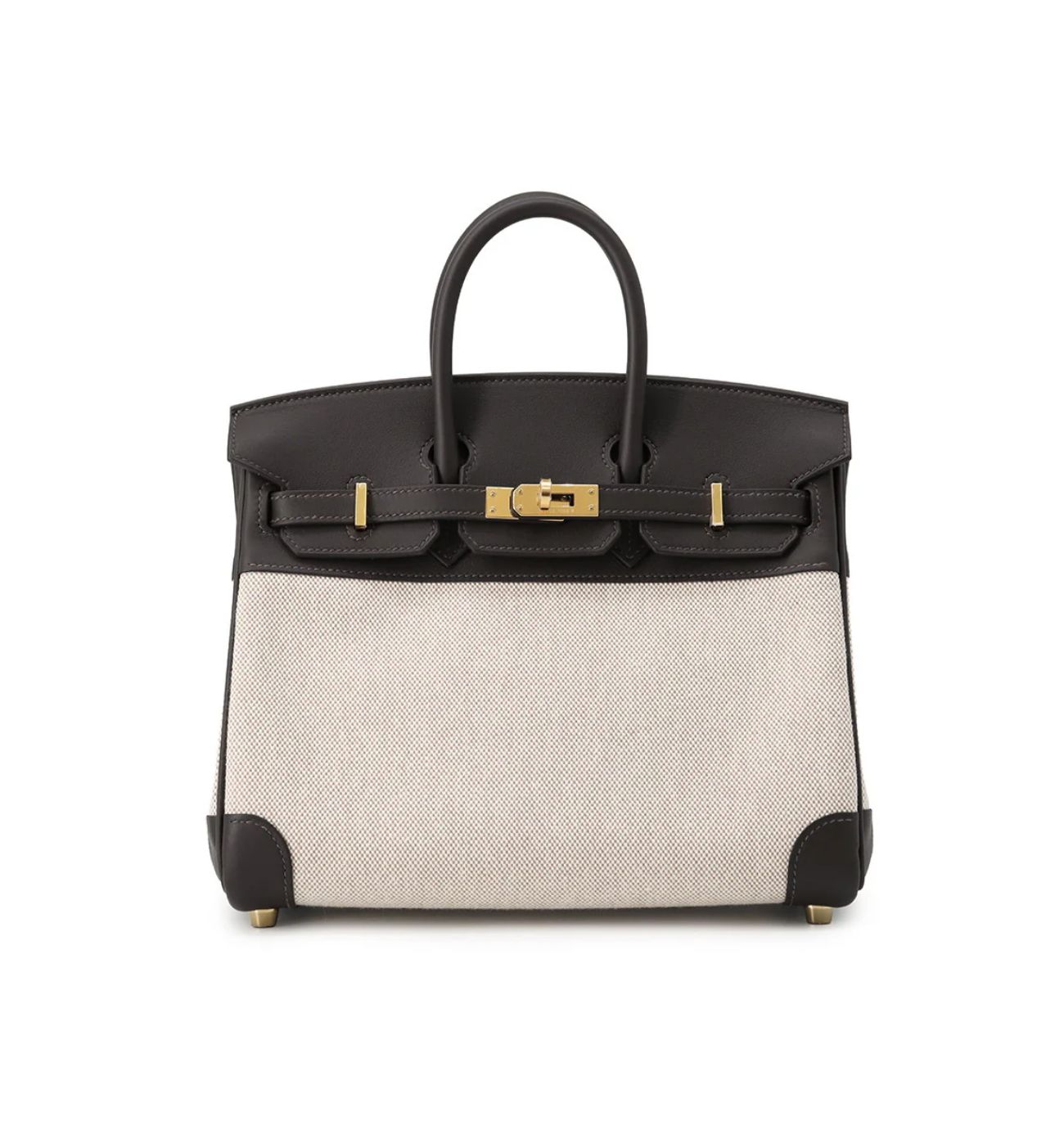 HERMES Birkin 25 Ecru/Baybrunn Toile H Swift Leather