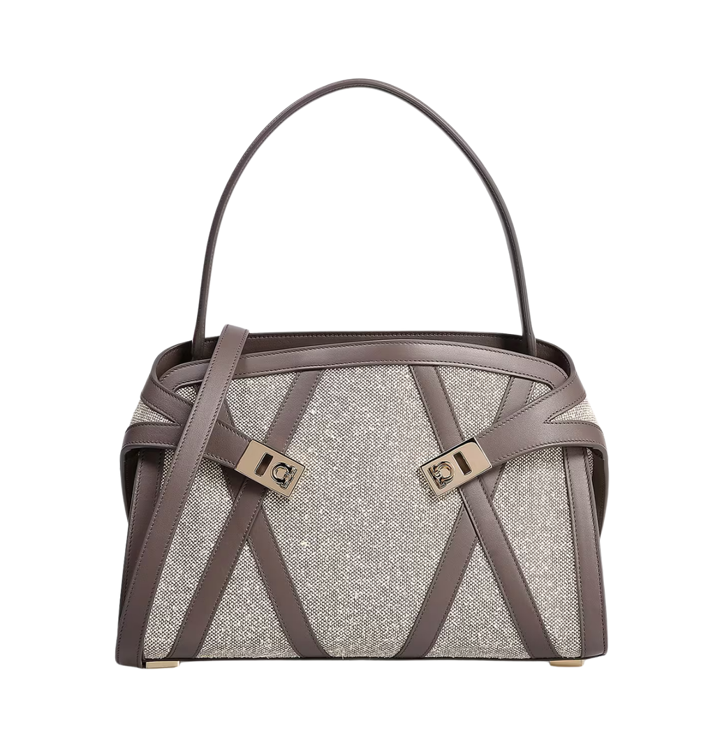 FERRAGAMO Hug Leather-trimmed Tote Bag