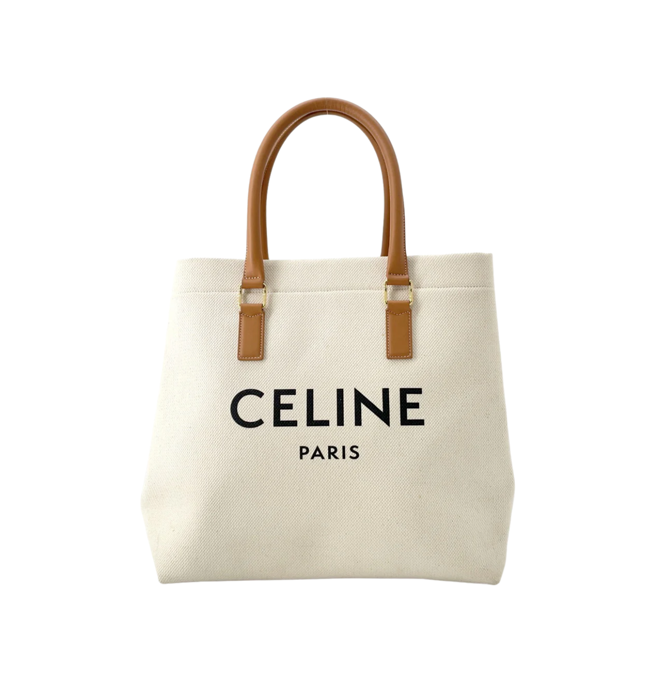 CELINE Horizontal Cabas Natural Brown Canvas Leather Bag
