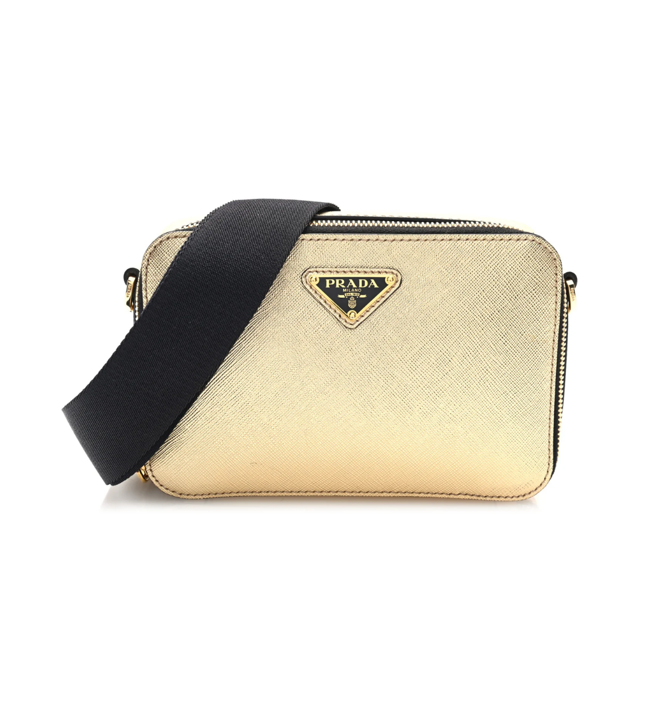 PRADA Triangle Logo Brique Gold Shoulder Bag