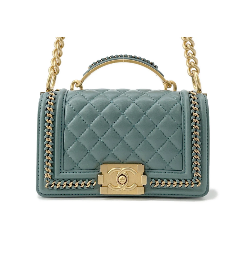 CHANEL Boy Chanel 20 Blue & Green Lambskin Bag