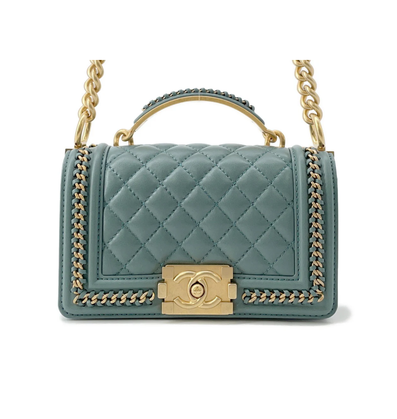 CHANEL Boy Chanel 20 Blue & Green Lambskin Bag
