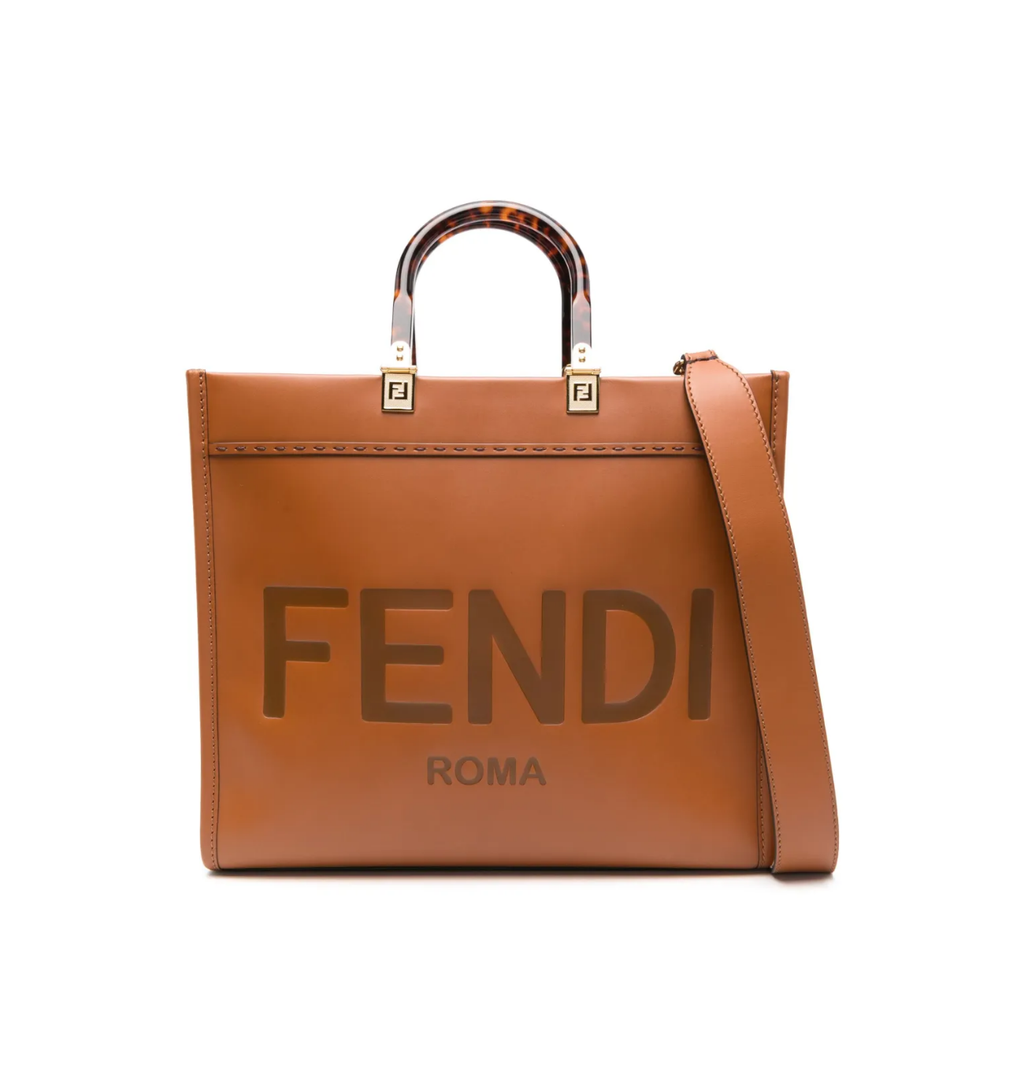 FENDI Sunshine Brown Calf Leather Tote Bag