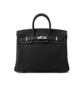 HERMES Birkin 25 Black Rouge Casaque Togo Leather