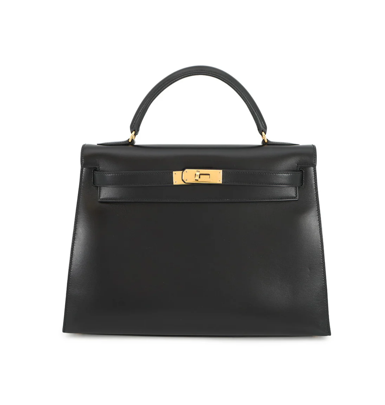 HERMES Kelly 32 Sellier Black Box Calf Leather