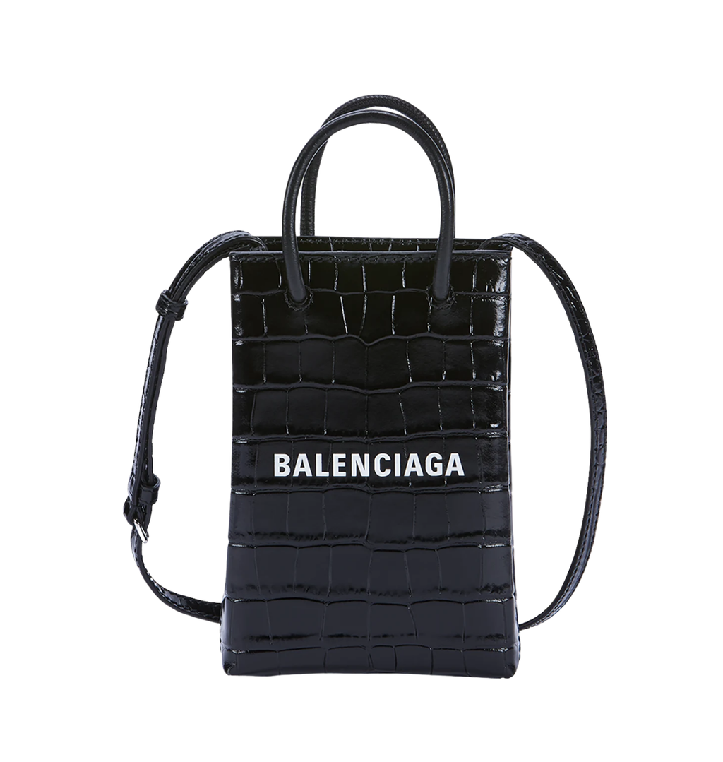 BALENCIAGA Black Leather Phone Holder