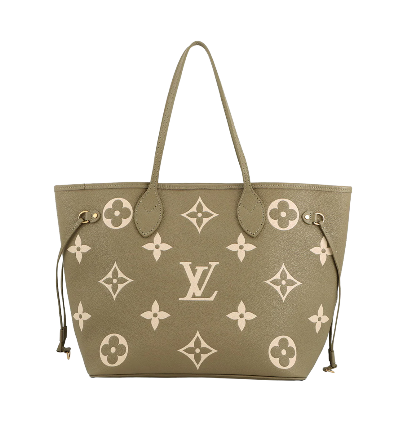 LOUIS VUITTON Neverfull MM Khaki Monogram Empreinte Leather Bag