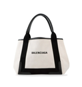 BALENCIAGA Navy Kabas Canvas Leather Bag