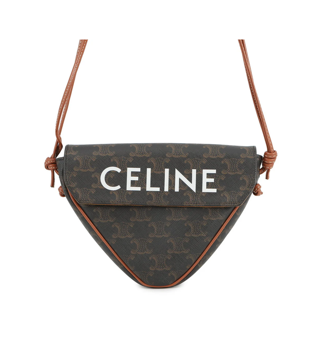 CELINE Logo Triomphe Triangle Mini Shoulder Bag