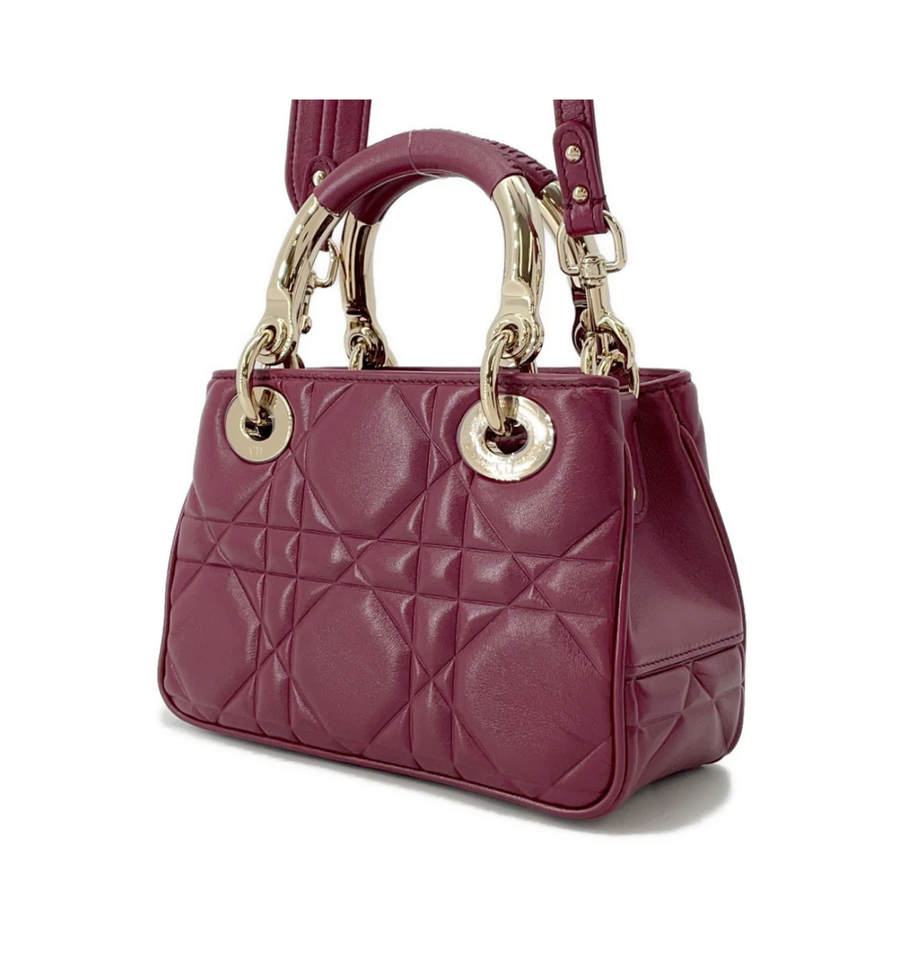 DIOR Lady Dior Bordeaux Leather Mini Bbag