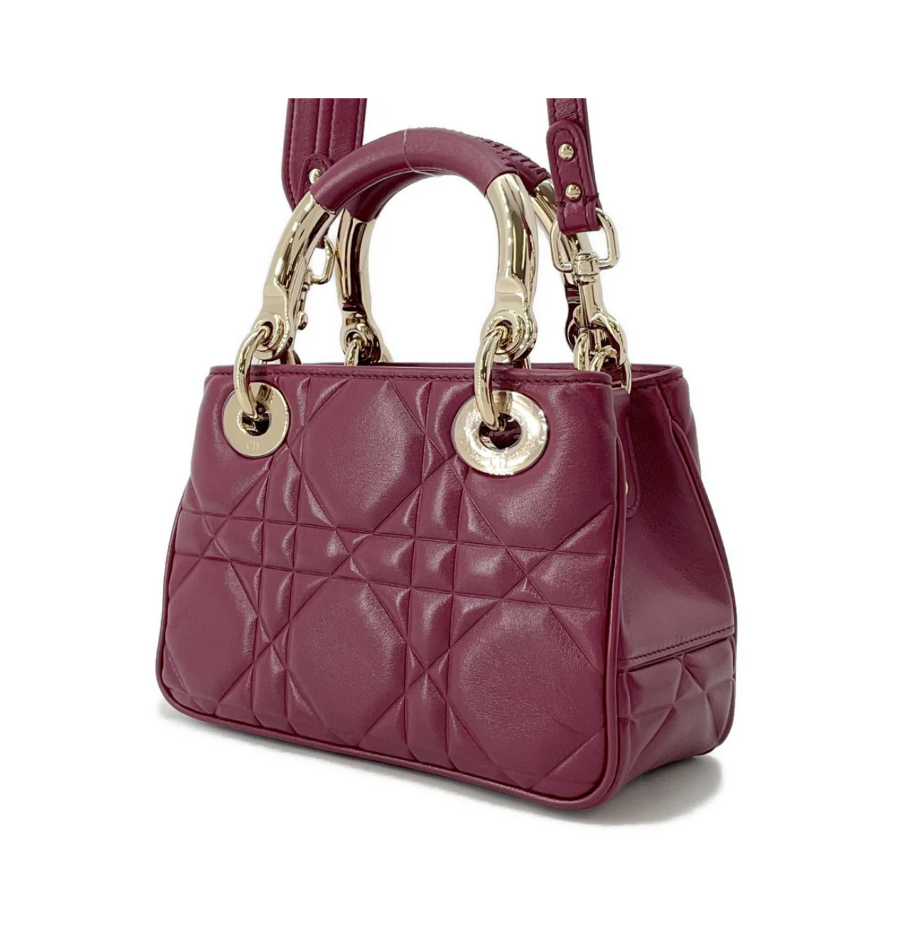 DIOR Lady Dior Bordeaux Leather Mini Bbag
