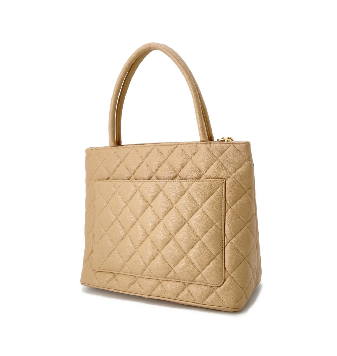 CHANEL Medallion Beige Caviar Leather Tote Bag