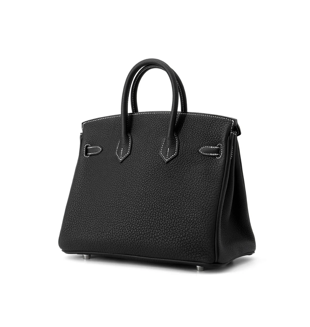 HERMES Birkin 25 Black Rouge Casaque Togo Leather