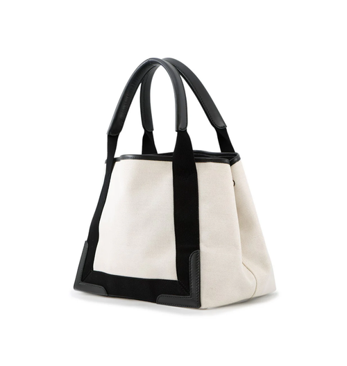 BALENCIAGA Navy Kabas Canvas Leather Bag