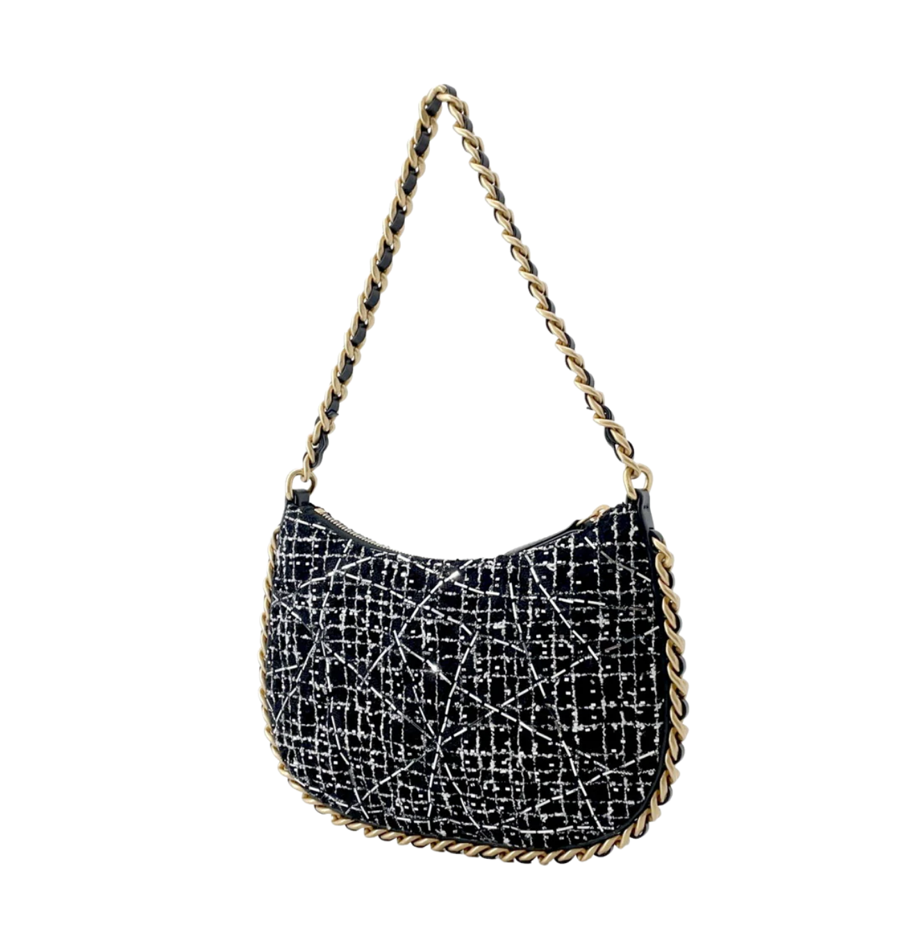 CHANEL Small Hobo Tweed Lambskin Bag