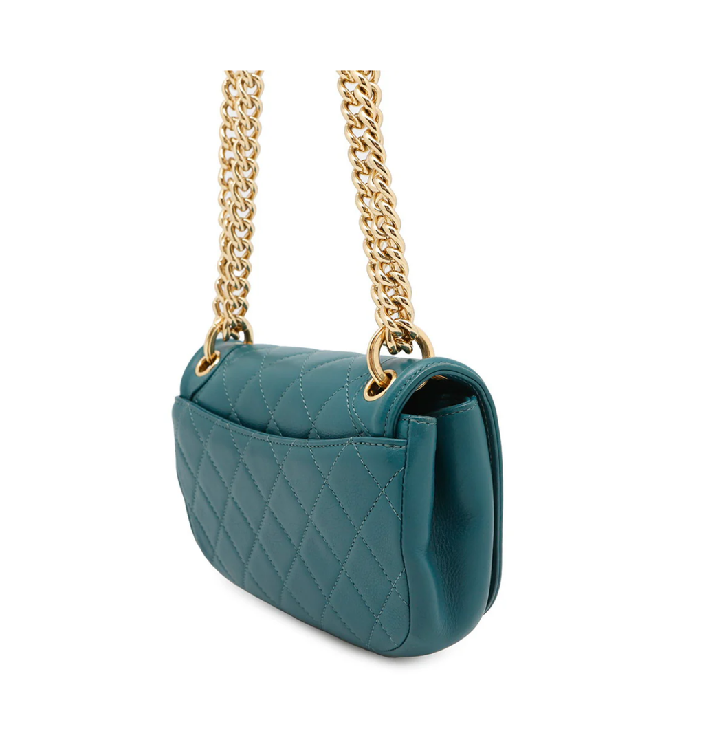 CHANEL Matelasse Green Leather Chain Shoulder Bag