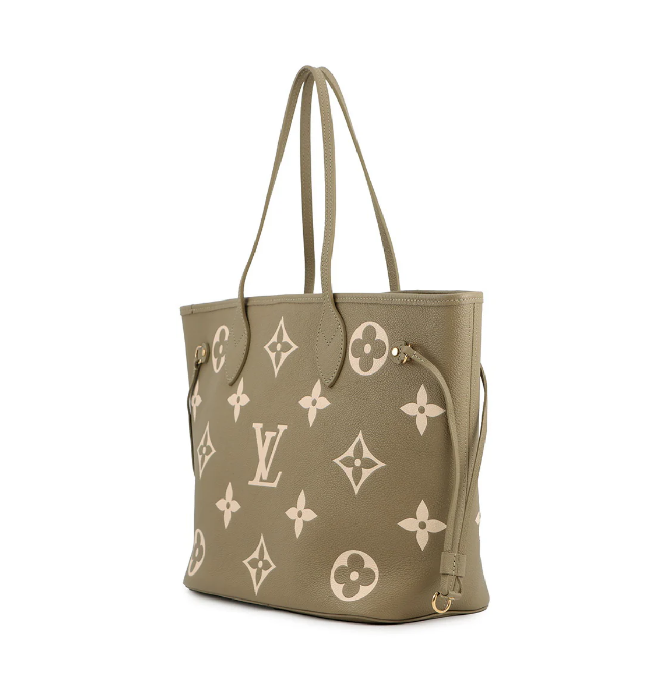 LOUIS VUITTON Neverfull MM Khaki Monogram Empreinte Leather Bag