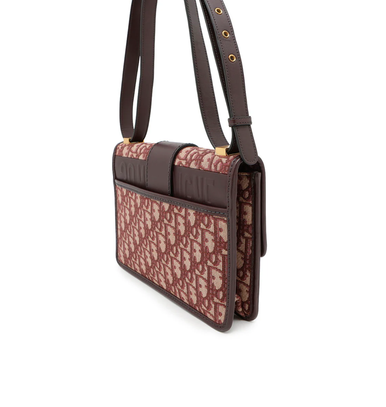 DIOR Oblique Montaigne Bordeaux Canvas Leather Shoulder Bag