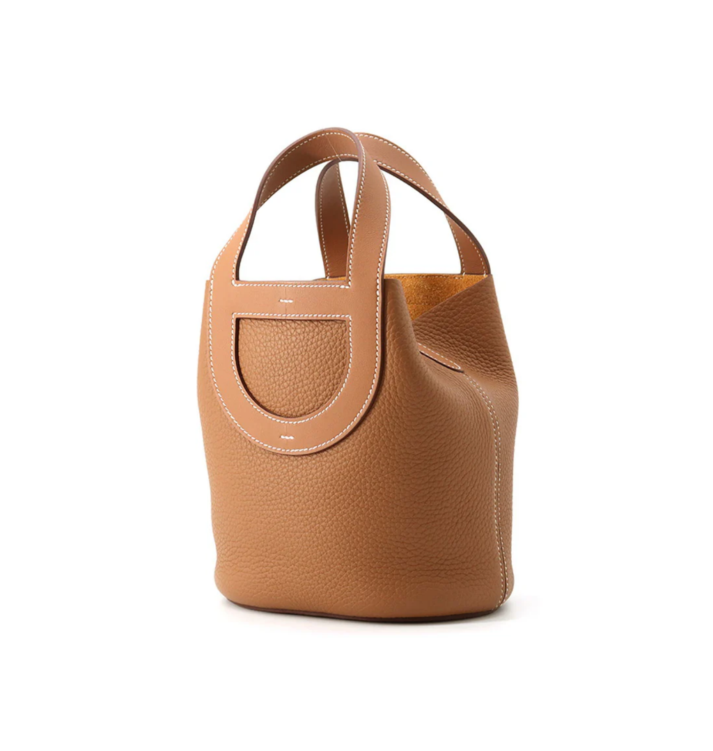 HERMES Gold Taurillon Clemence Swift Leather Tote Bag