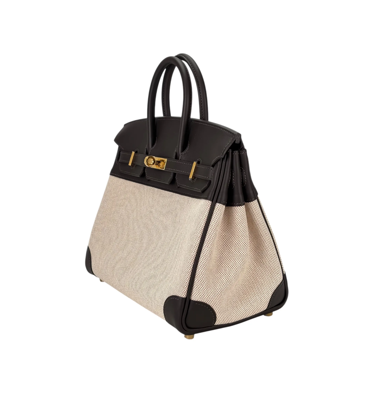 HERMES Birkin 25 Ecru/Baybrunn Toile H Swift Leather