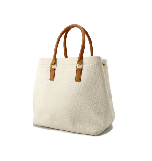 CELINE Horizontal Cabas Natural Brown Canvas Leather Bag