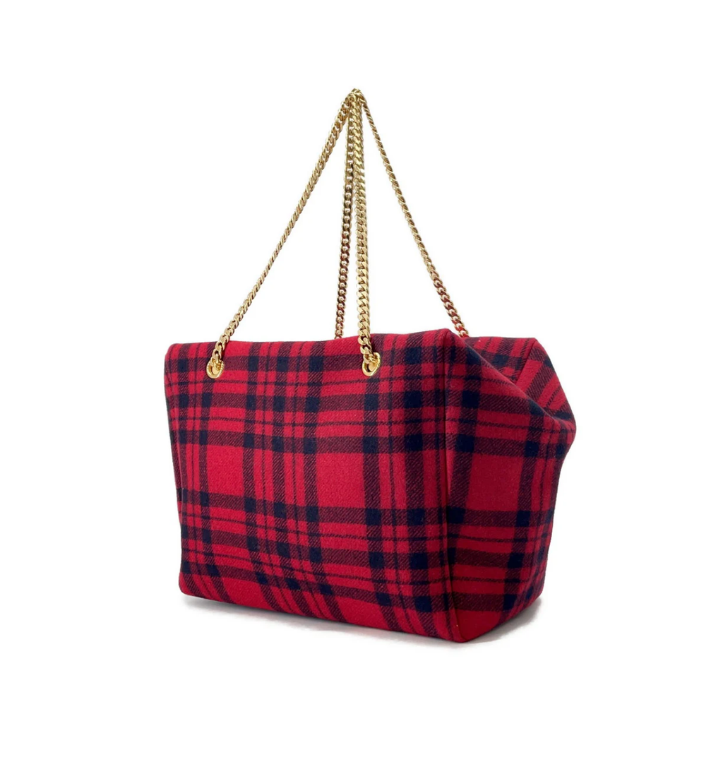 CELINE Triomphe Pliage Check Chain Tote Bag