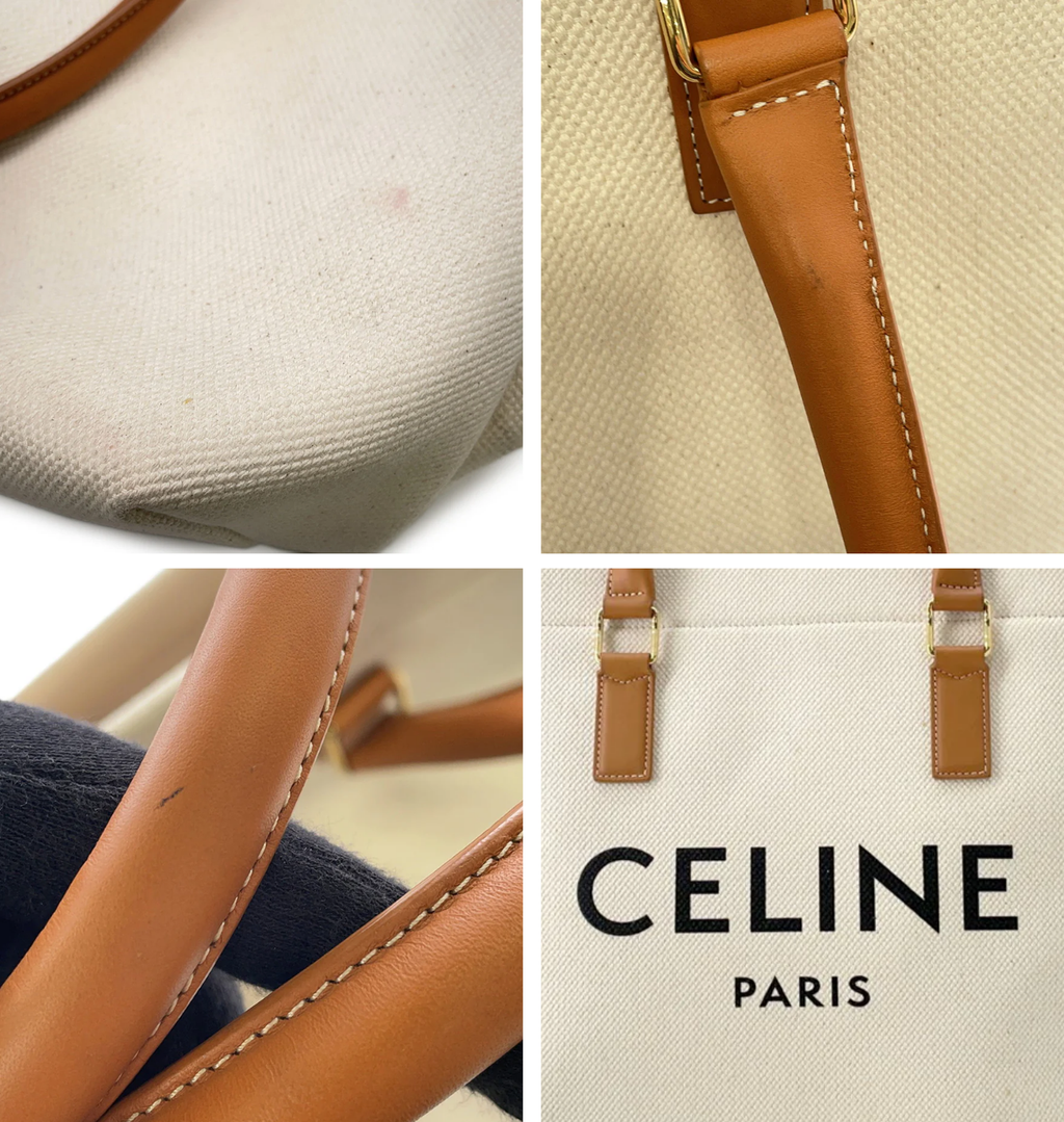 CELINE Horizontal Cabas Natural Brown Canvas Leather Bag