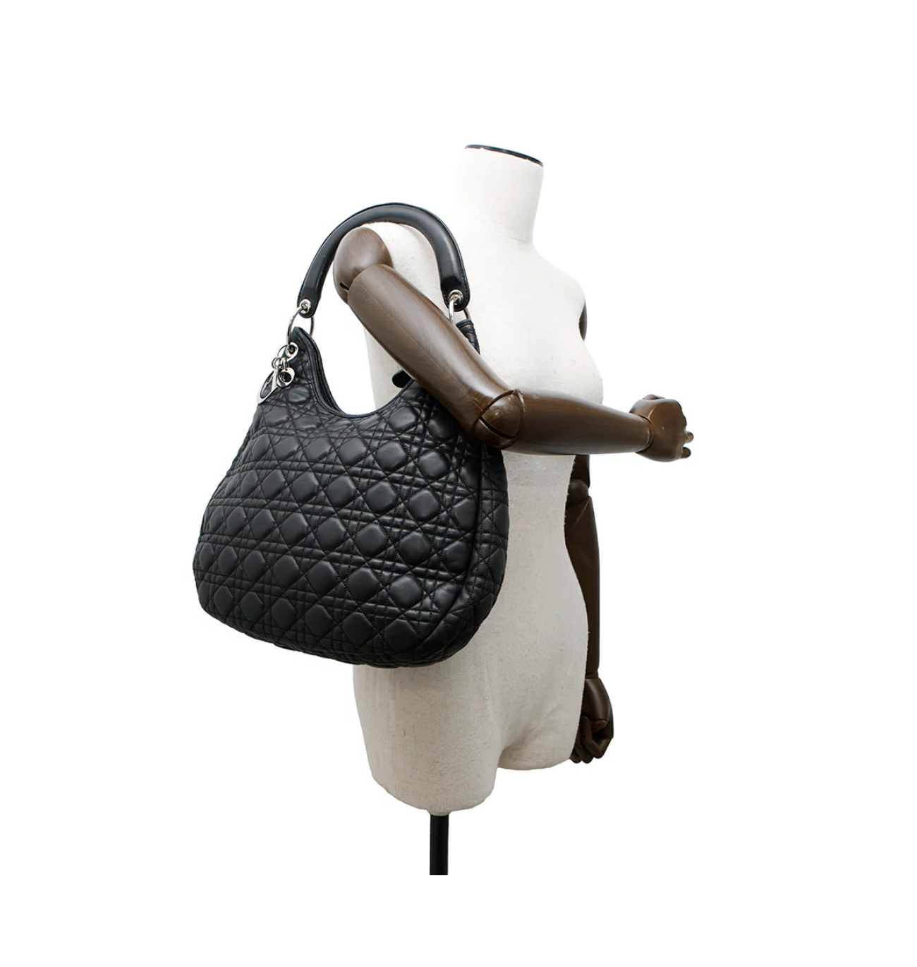 DIOR Cannage One Black Leather Shoulder Bag