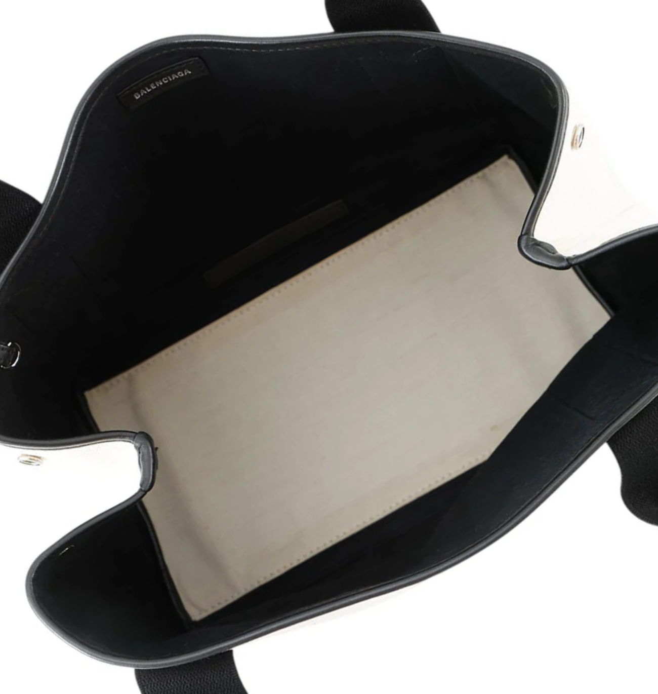 BALENCIAGA Navy Kabas Canvas Leather Bag