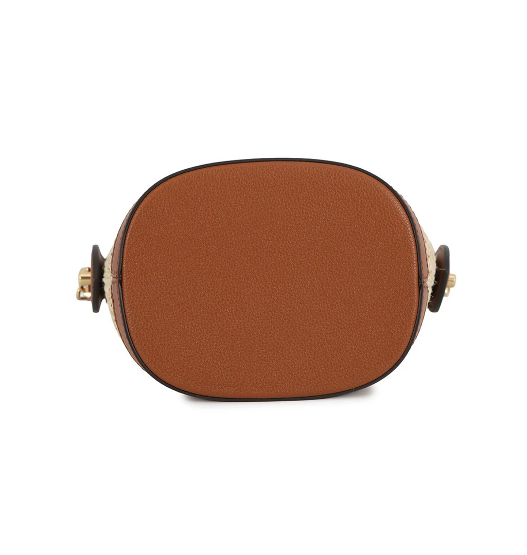 LOUIS VUITTON Petit Bucket Raffia Leather Bag