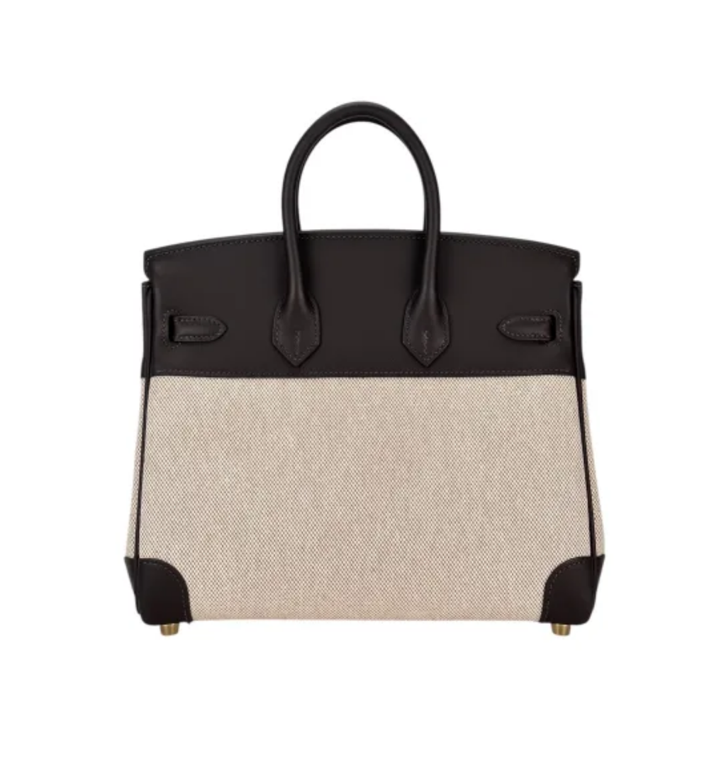 HERMES Birkin 25 Ecru/Baybrunn Toile H Swift Leather