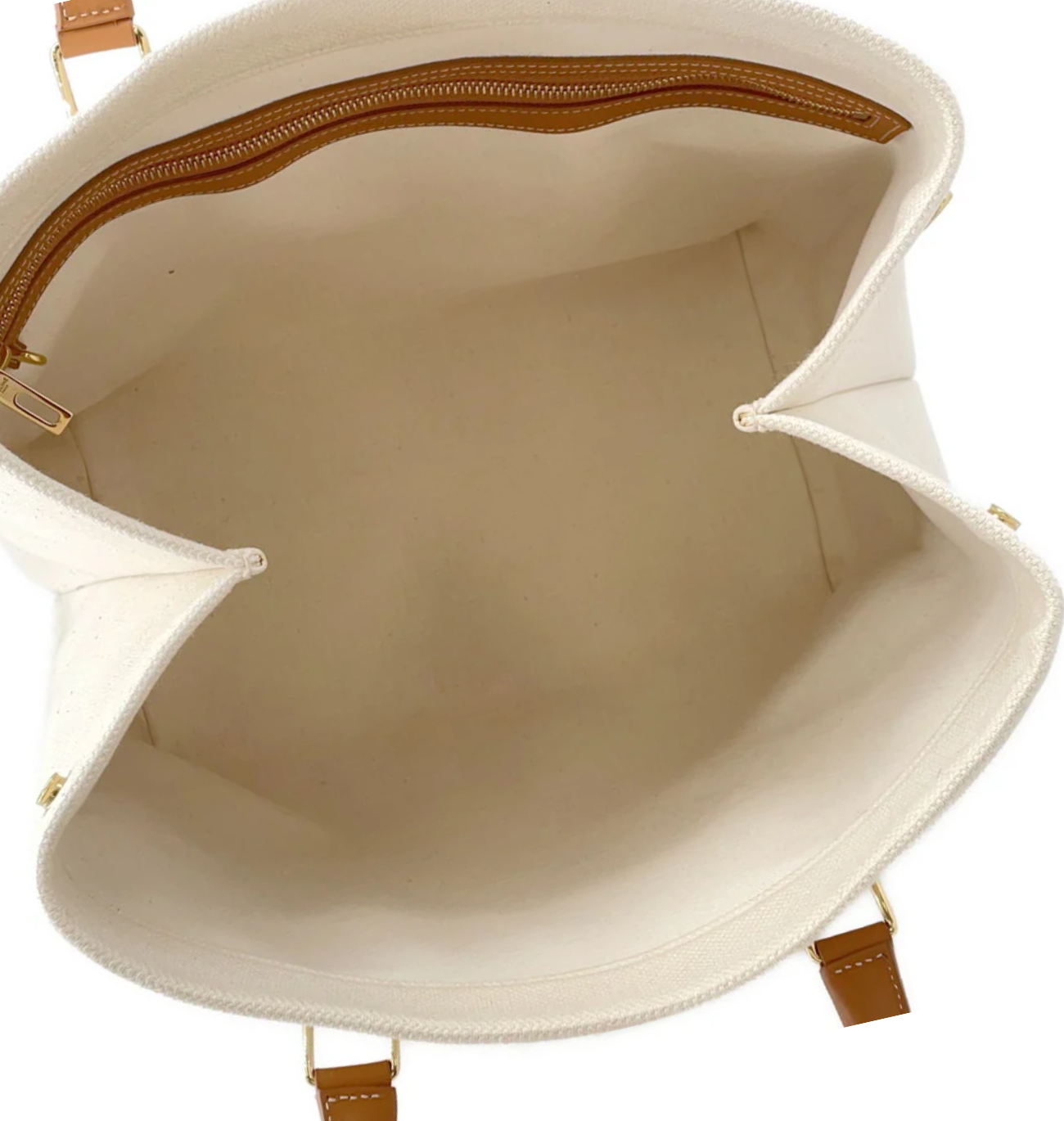 CELINE Horizontal Cabas Natural Brown Canvas Leather Bag