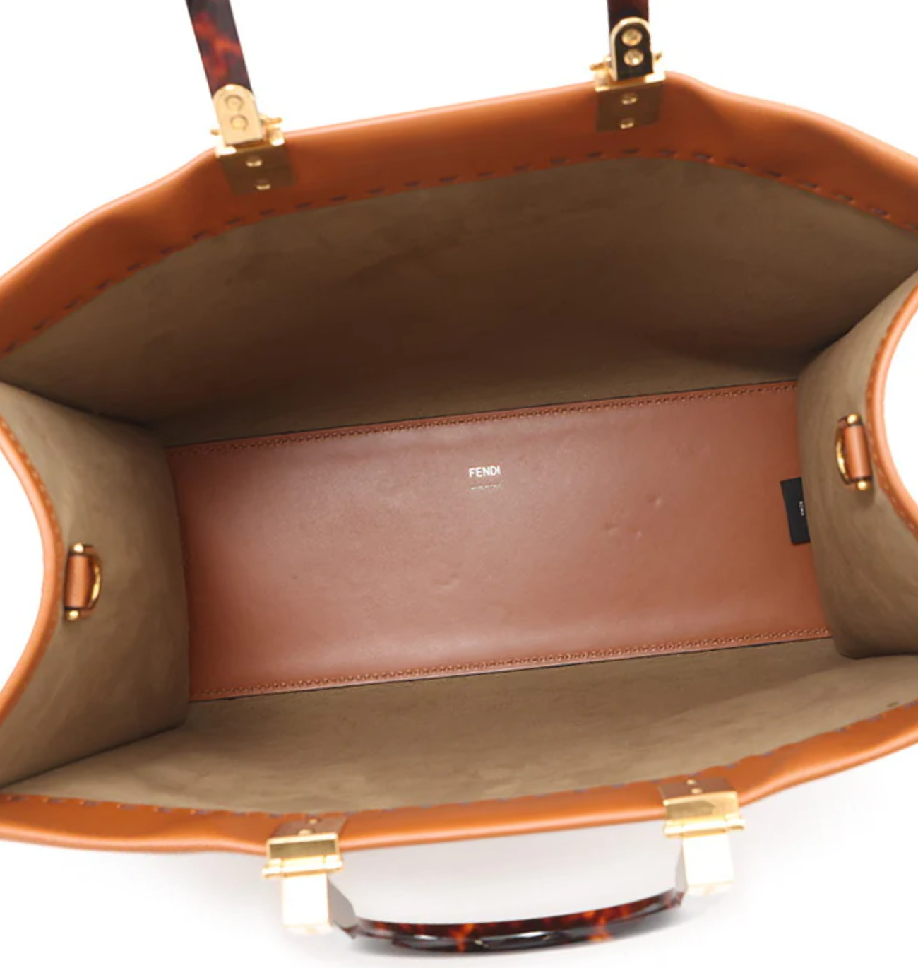 FENDI Sunshine Brown Calf Leather Tote Bag