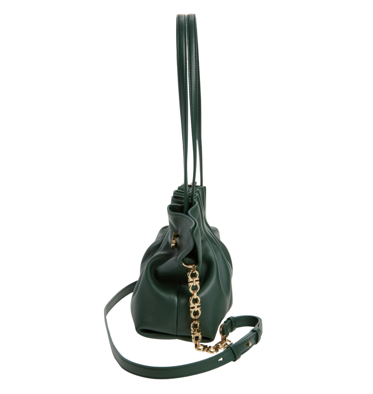 FERRAGAMO Gancio Piercing Soft Leather Shoulder Bag