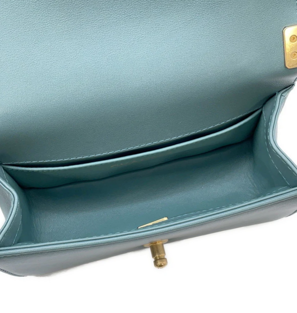 CHANEL Boy Chanel 20 Blue & Green Lambskin Bag