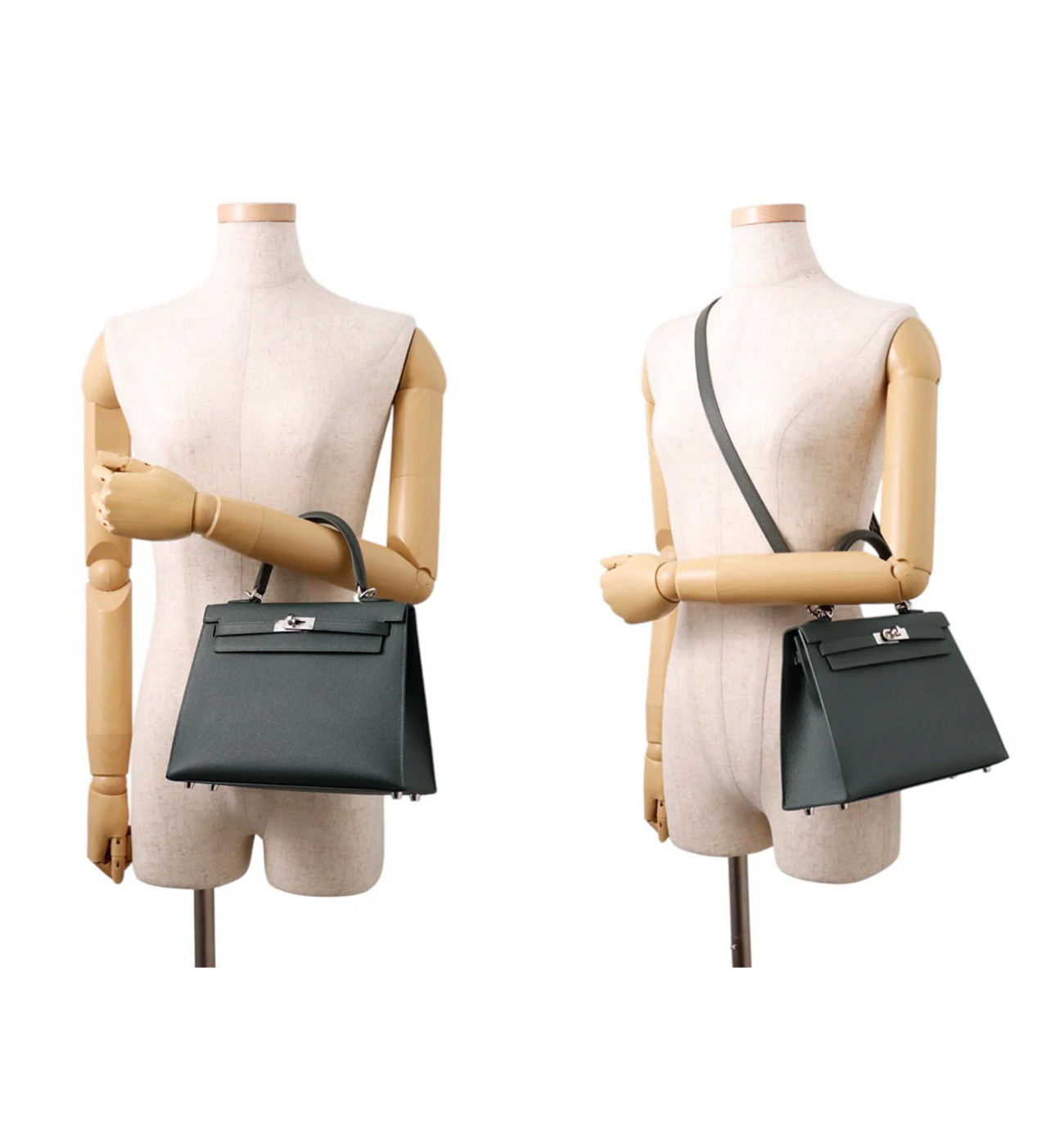 HERMES Kelly 25 Sellier Vert Mangrove Epsom