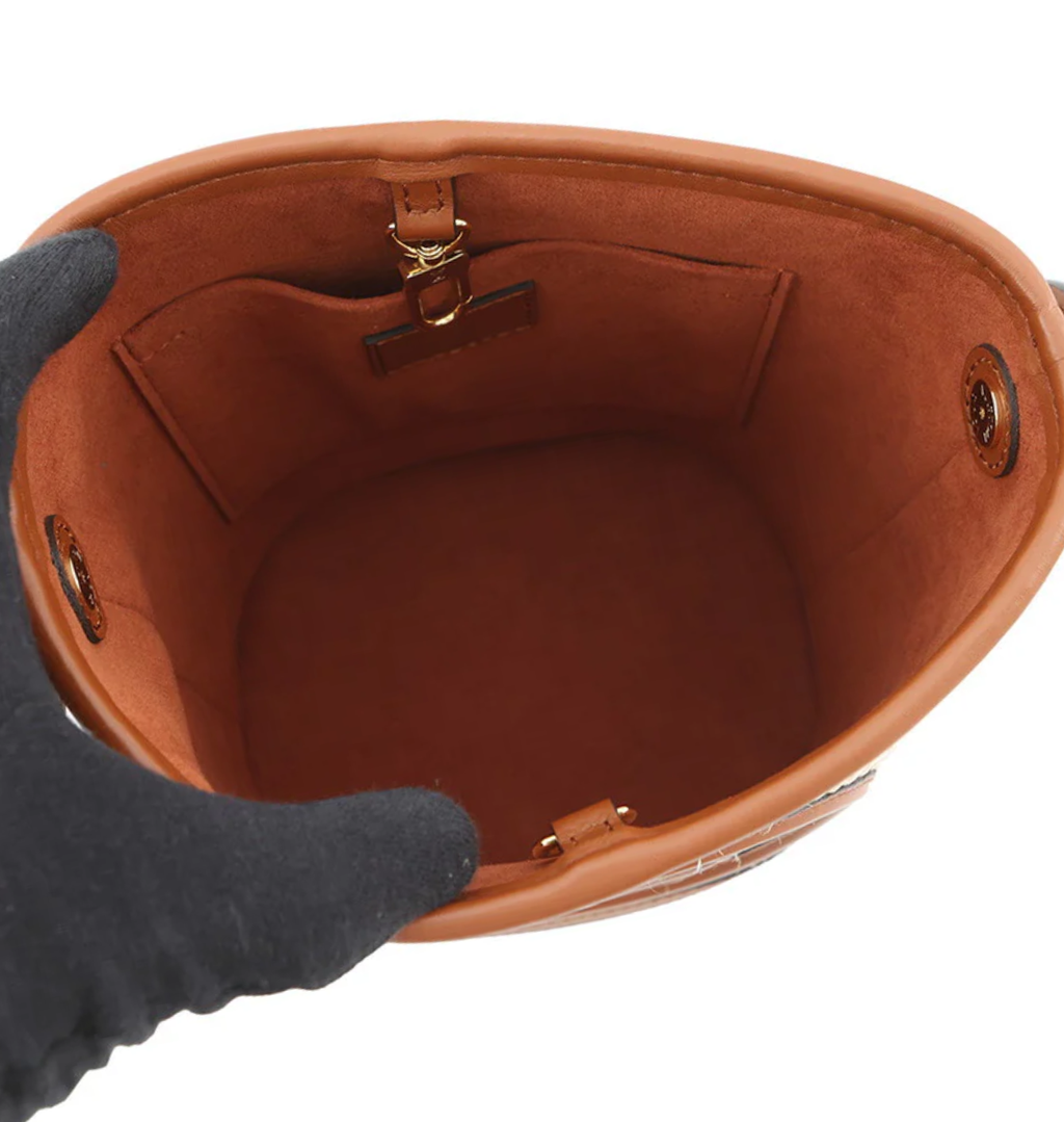 LOUIS VUITTON Petit Bucket Raffia Leather Bag