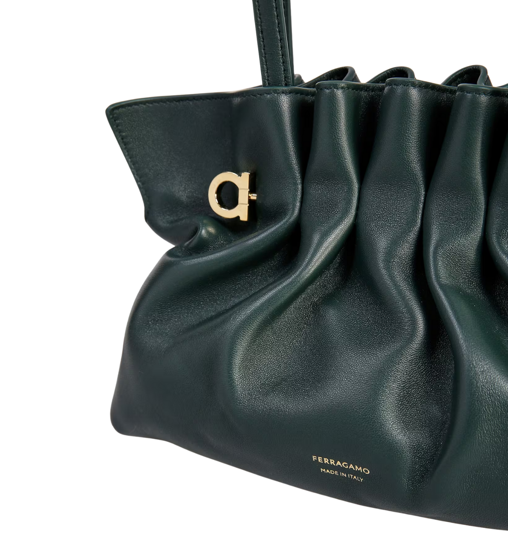 FERRAGAMO Gancio Piercing Soft Leather Shoulder Bag