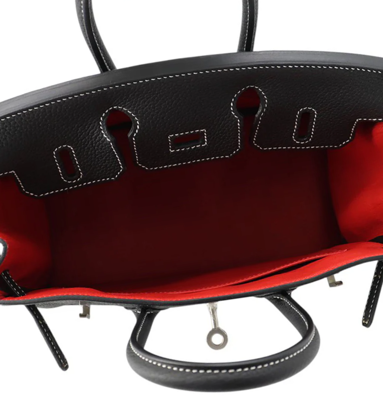 HERMES Birkin 25 Black Rouge Casaque Togo Leather