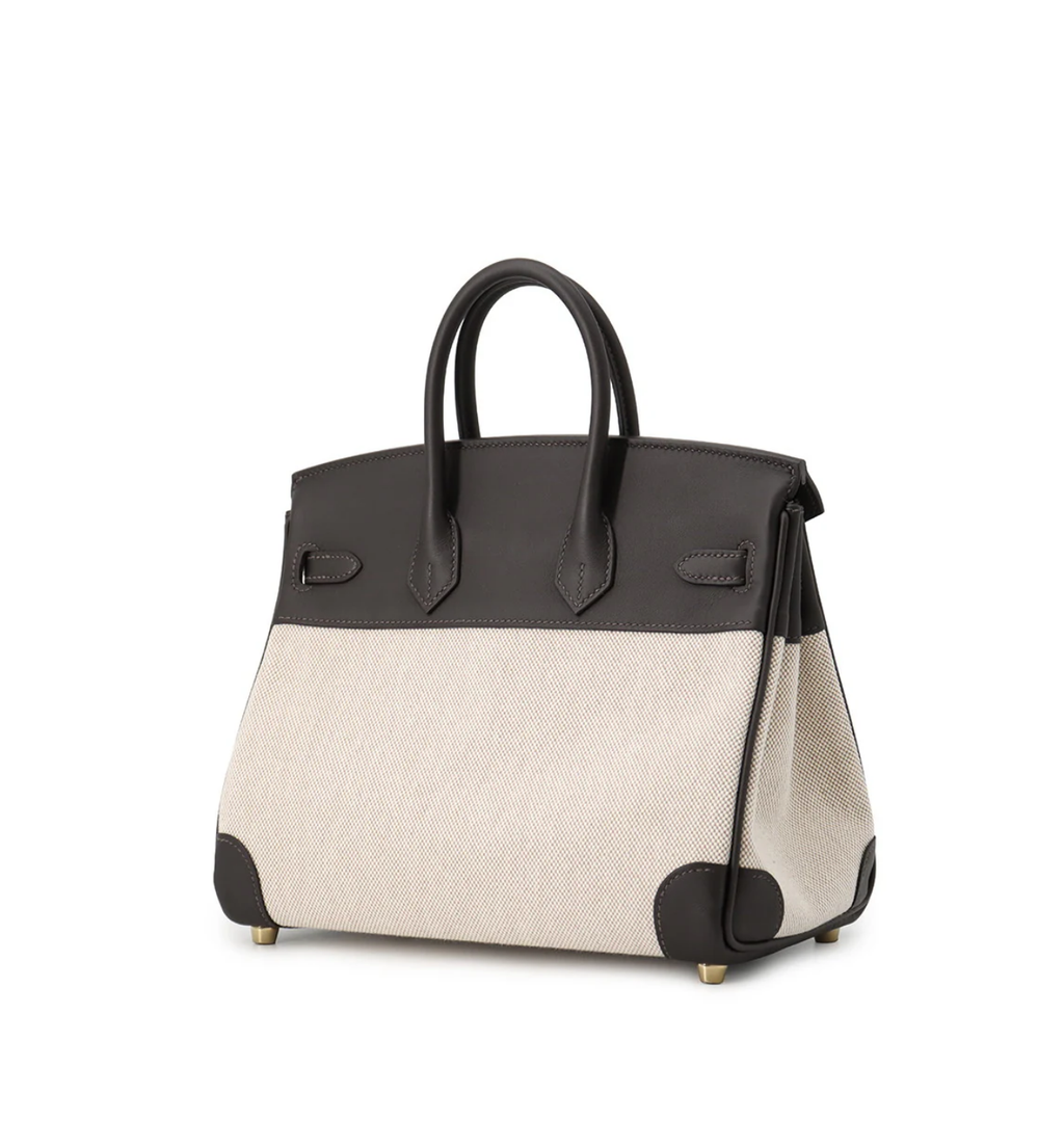 HERMES Birkin 25 Ecru/Baybrunn Toile H Swift Leather