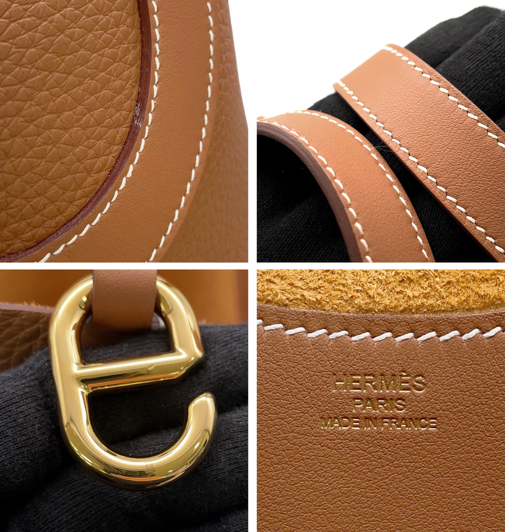 HERMES Gold Taurillon Clemence Swift Leather Tote Bag