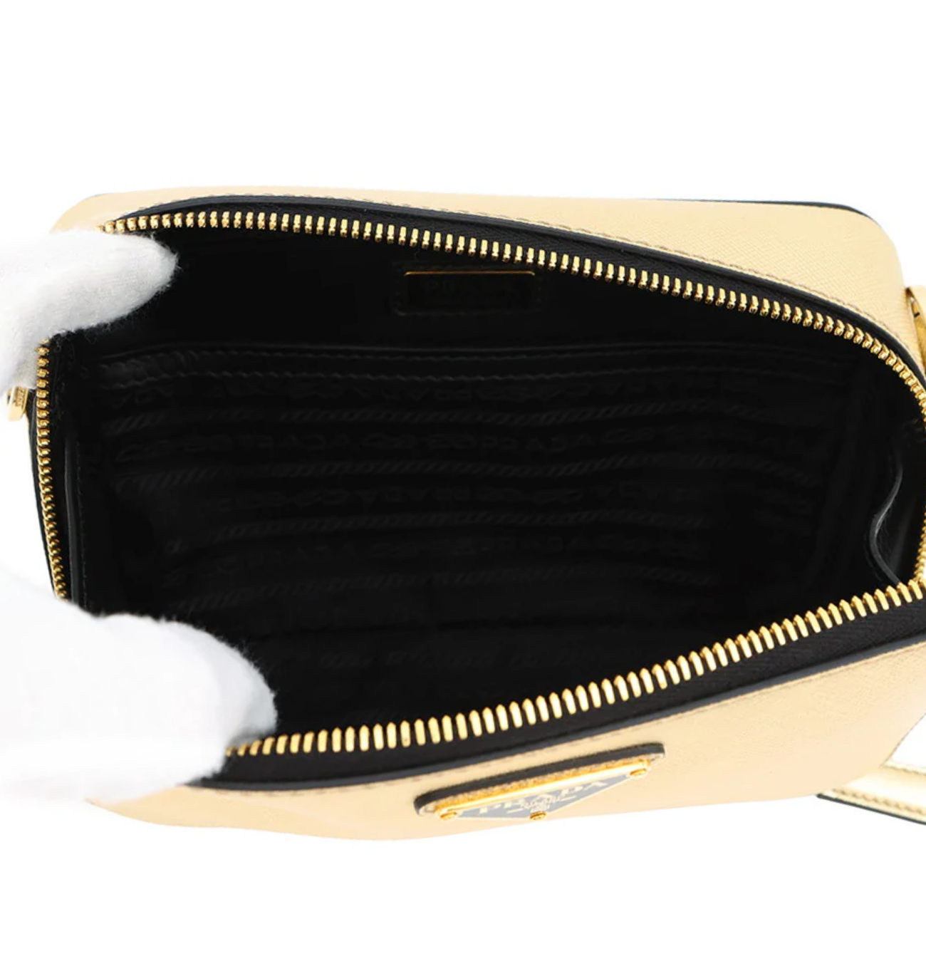 PRADA Triangle Logo Brique Gold Shoulder Bag