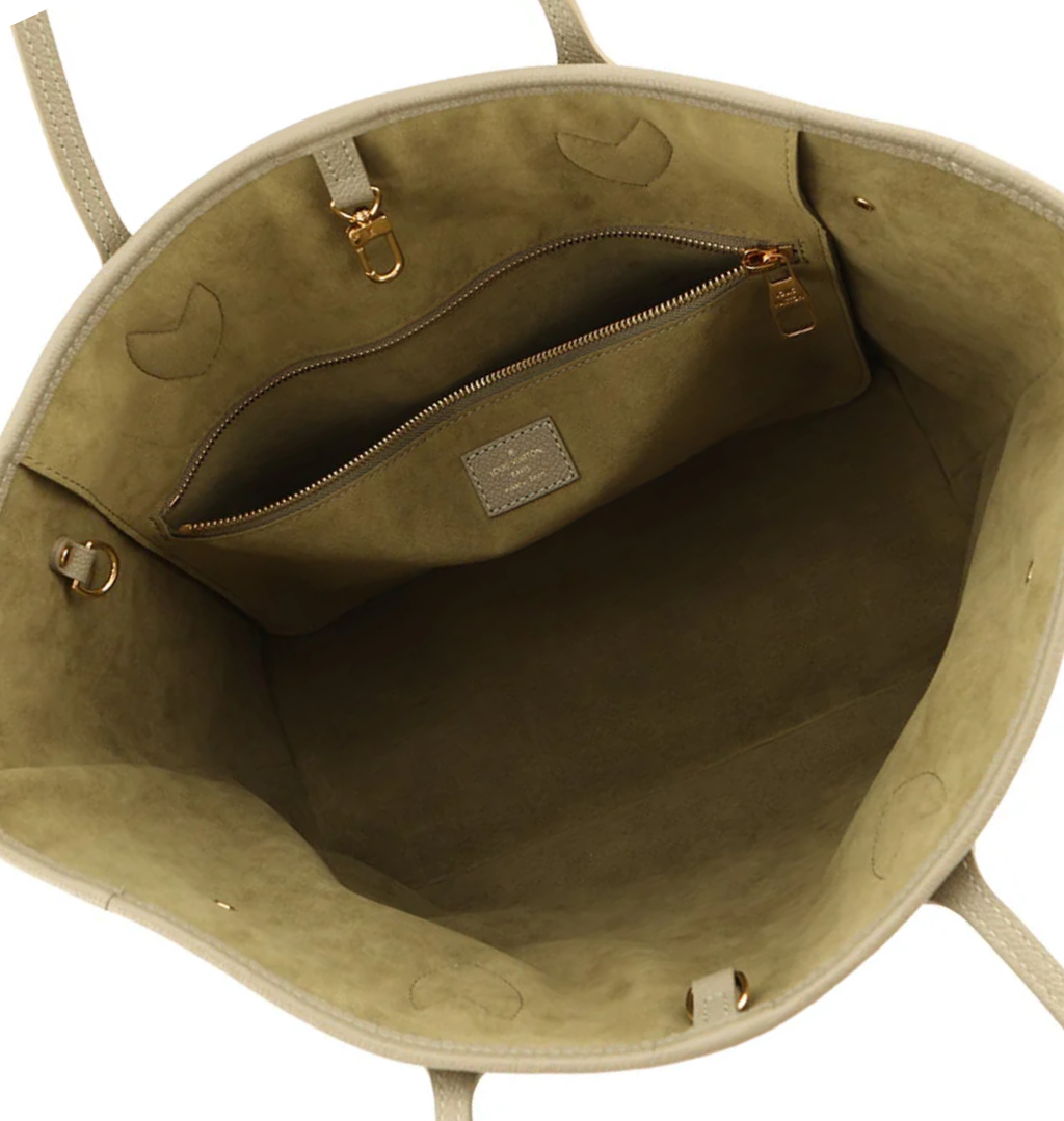 LOUIS VUITTON Neverfull MM Khaki Monogram Empreinte Leather Bag