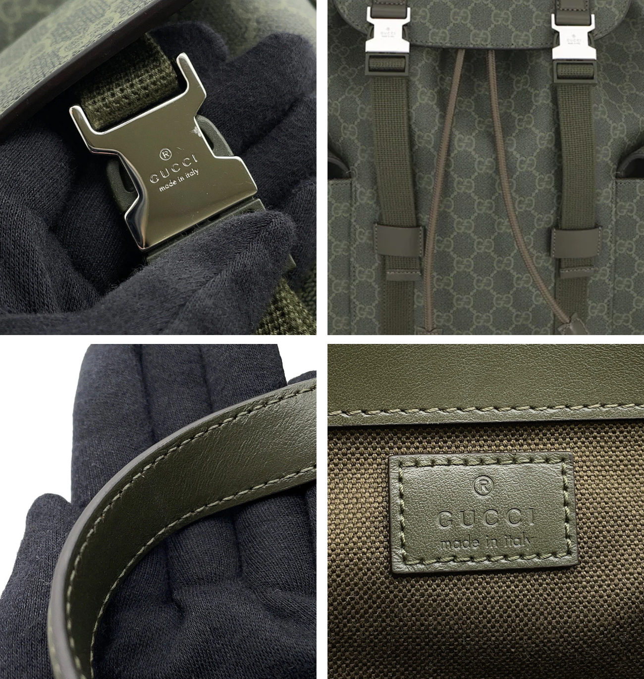 GUCCI GG Supreme Green Backpack