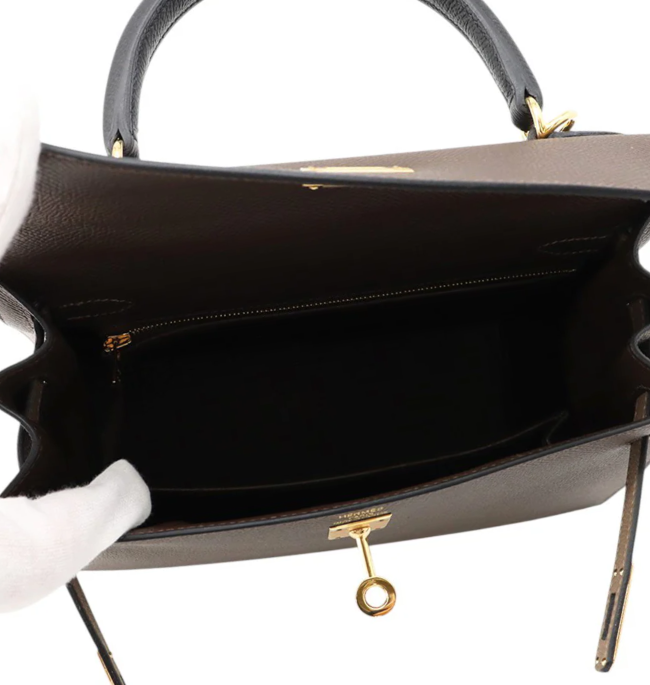 HERMES Kelly 25 Sellier Tricolor Epsom
