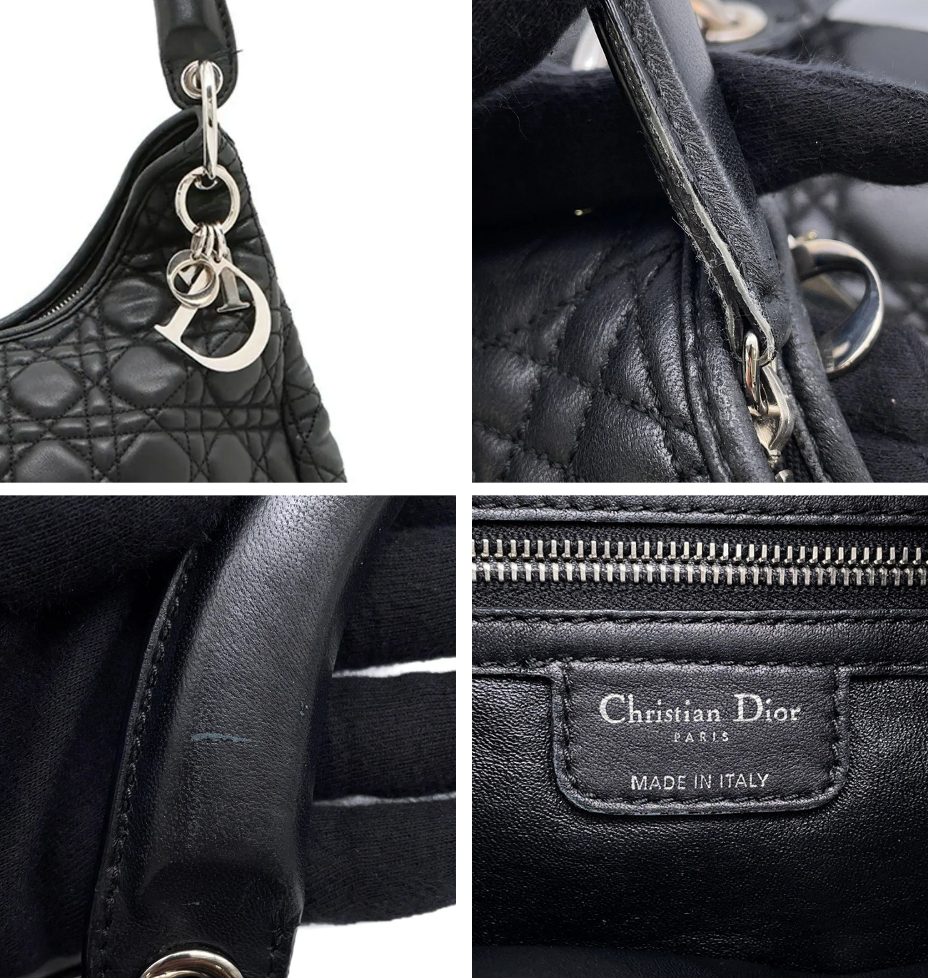 DIOR Cannage One Black Leather Shoulder Bag