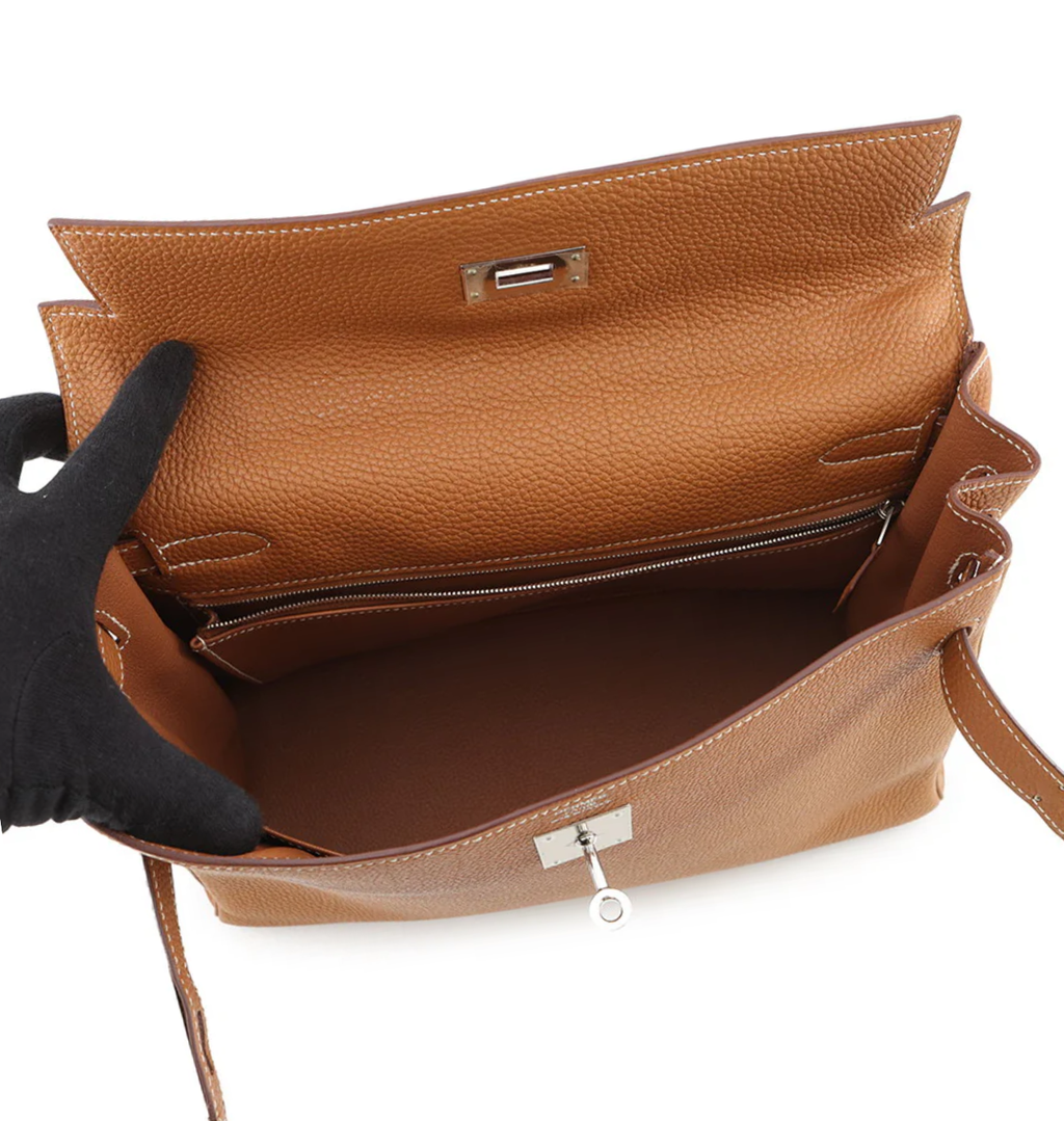 HERMES Kelly 32 Retourne Gold Togo Leather