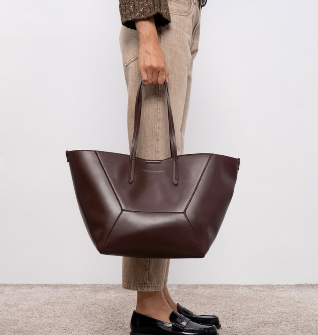 BRUNELLO CUCINELLI BC Duo Smooth Calfskin Leather Tote Bag