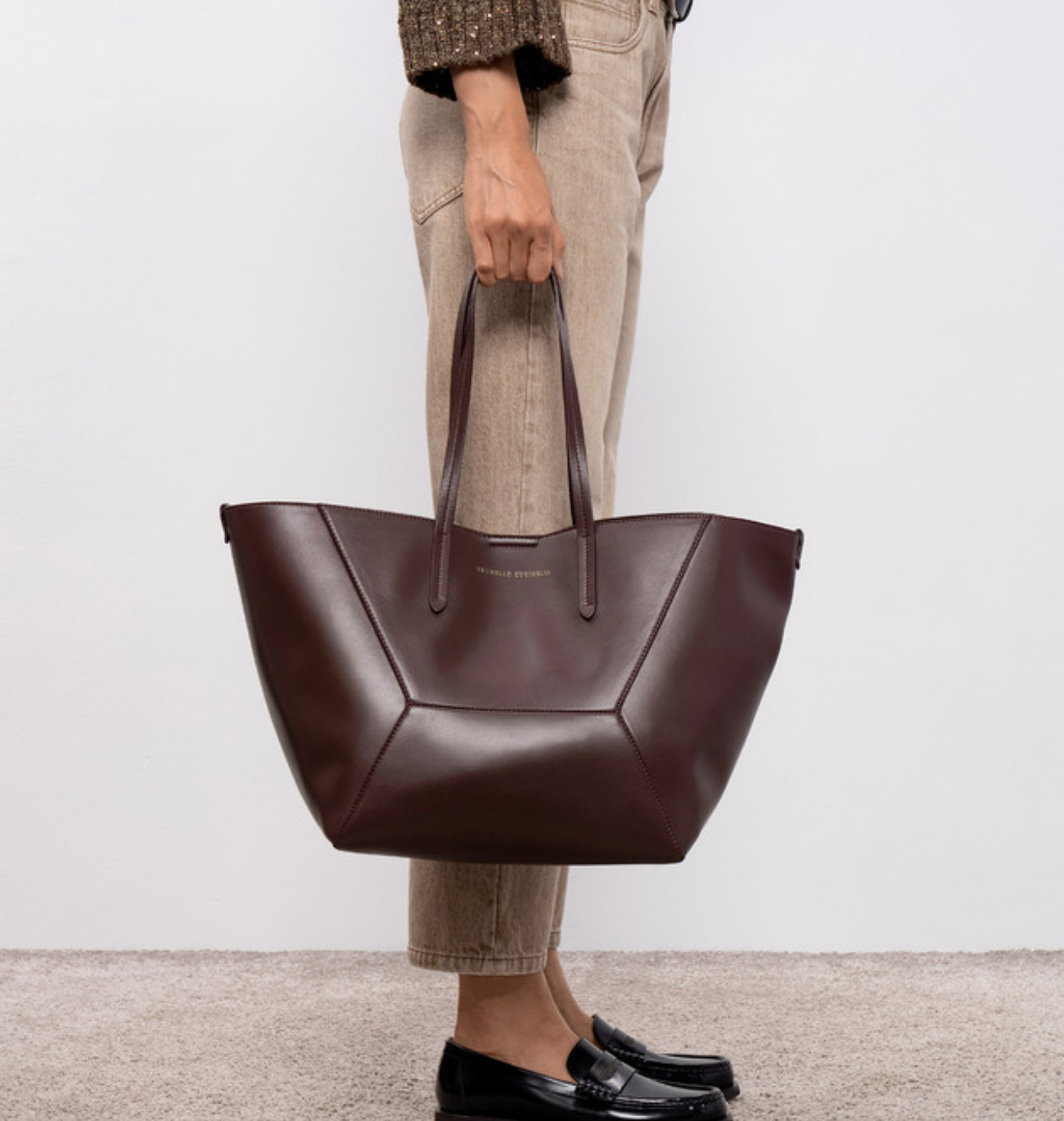 BRUNELLO CUCINELLI BC Duo Smooth Calfskin Leather Tote Bag