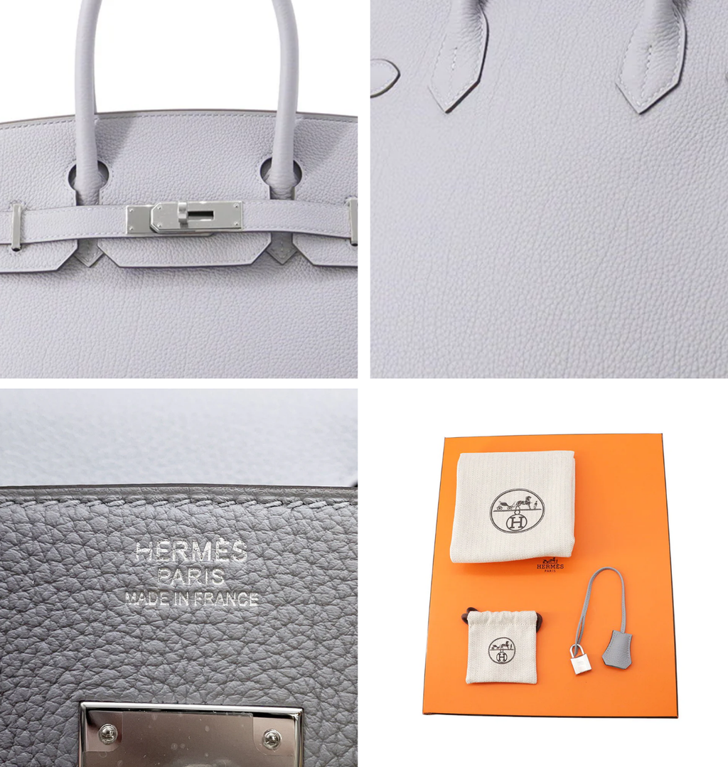 HERMES Birkin 30 Green Pantan Togo Leather